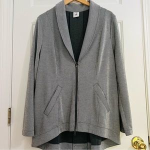 Cabi Style#5300 Drop Off Zip Back Grey Stripe Blazer in Size Large -